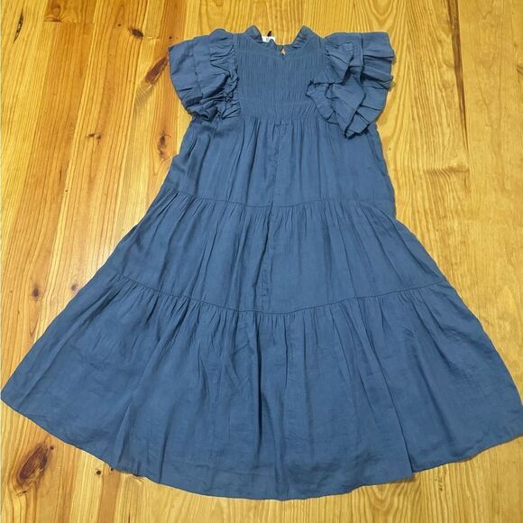 NWT Sea New York Eleanor Tiered Smocked Dress Slate Ruffle SM Boho Spring Linen - Picture 14 of 14